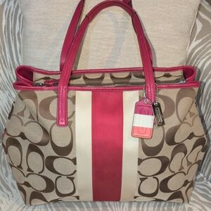 Coach Hampton Weekender Signature Stripe Tote Bag - RETIRED -  F1282- 10055